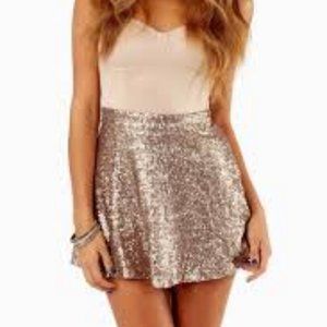 Sequin Skater Skirt - Gold - Tobi